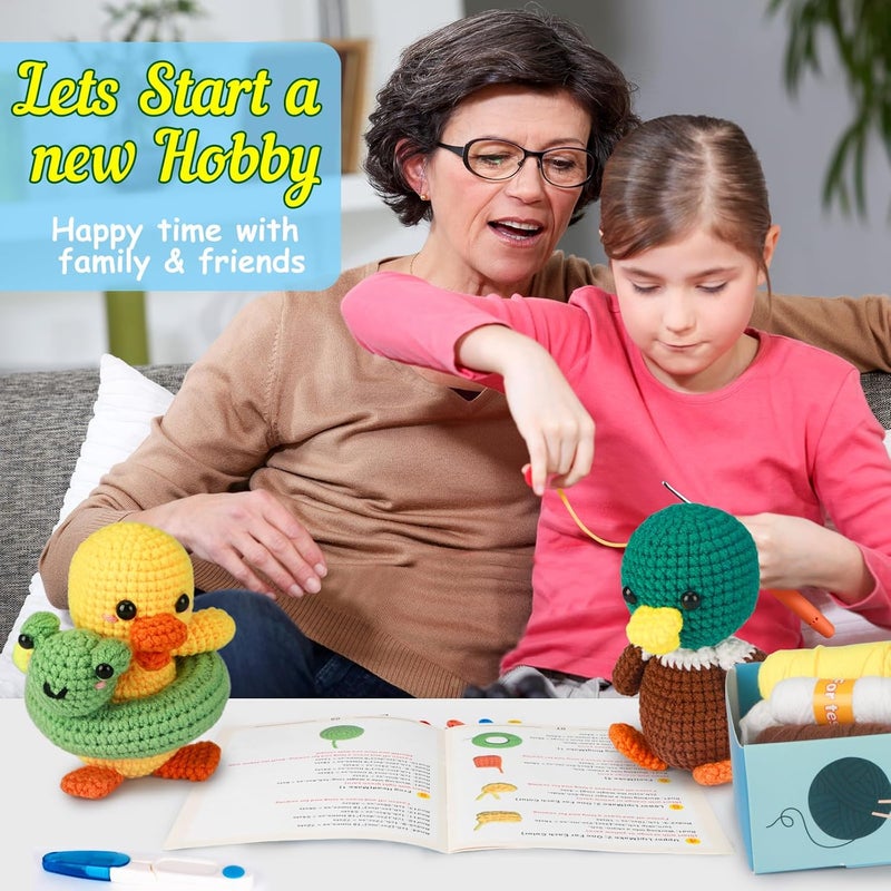 ekaus Crochet Kit for Beginners, Crochet Kit with Step-by-Step Video Tutorials, Crochet DIY Knitting Supplies for Adults, Crochet Ducks(45%+ Yarn) - Image 5